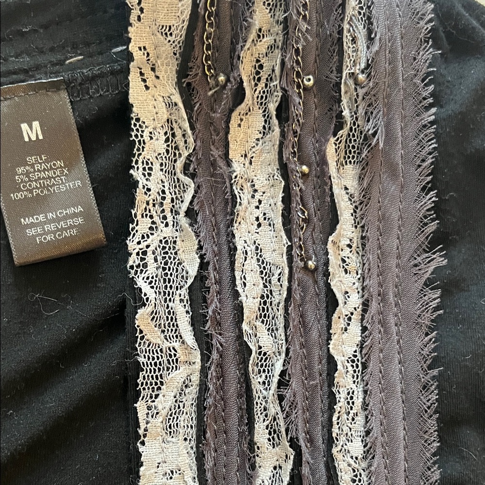 BKE Boutique Y2K Black and gray Lace Detail cardigan - Picture 7 of 8